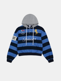 Hoodie Polo de Rugby Y2K Oversize - Sweat à Capuche Rayé Vintage "Protocol+"