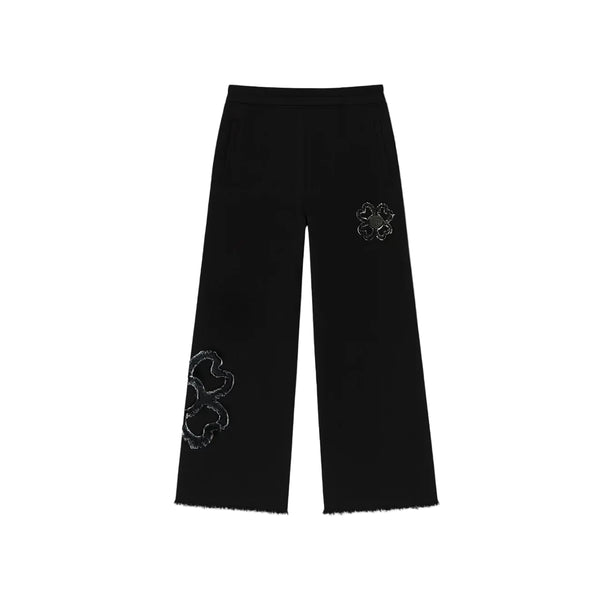 Pantalon de Jogging Large Noir Effet Effiloché