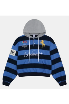 Hoodie Polo Rugby Y2K Oversized - Striped Vintage "Protocol"
