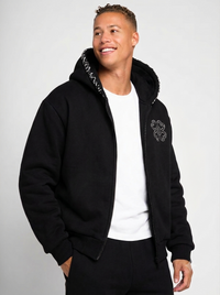 Clover Print Zip Hoodie - Y2K Streetwear Green Black