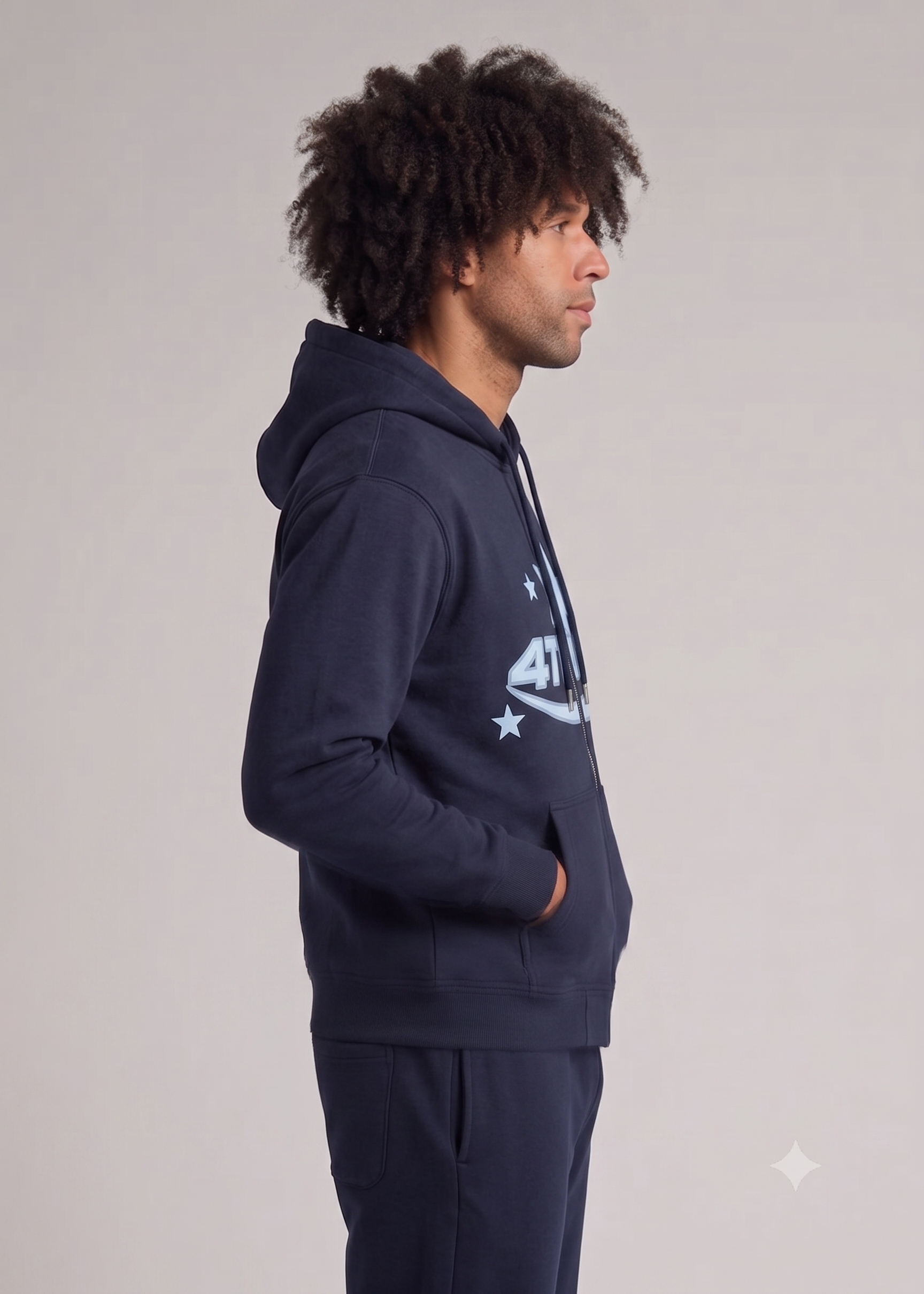 Zip Hoodie Star Letter - Noir