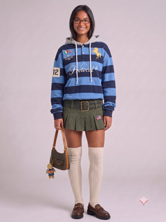 Hoodie Polo Rugby Y2K Oversized - Striped Vintage "Protocol"