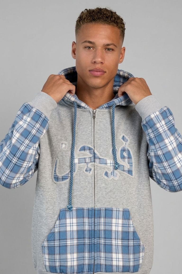 Sweat à Capuche Zippé Carreaux - Streetwear Y2k