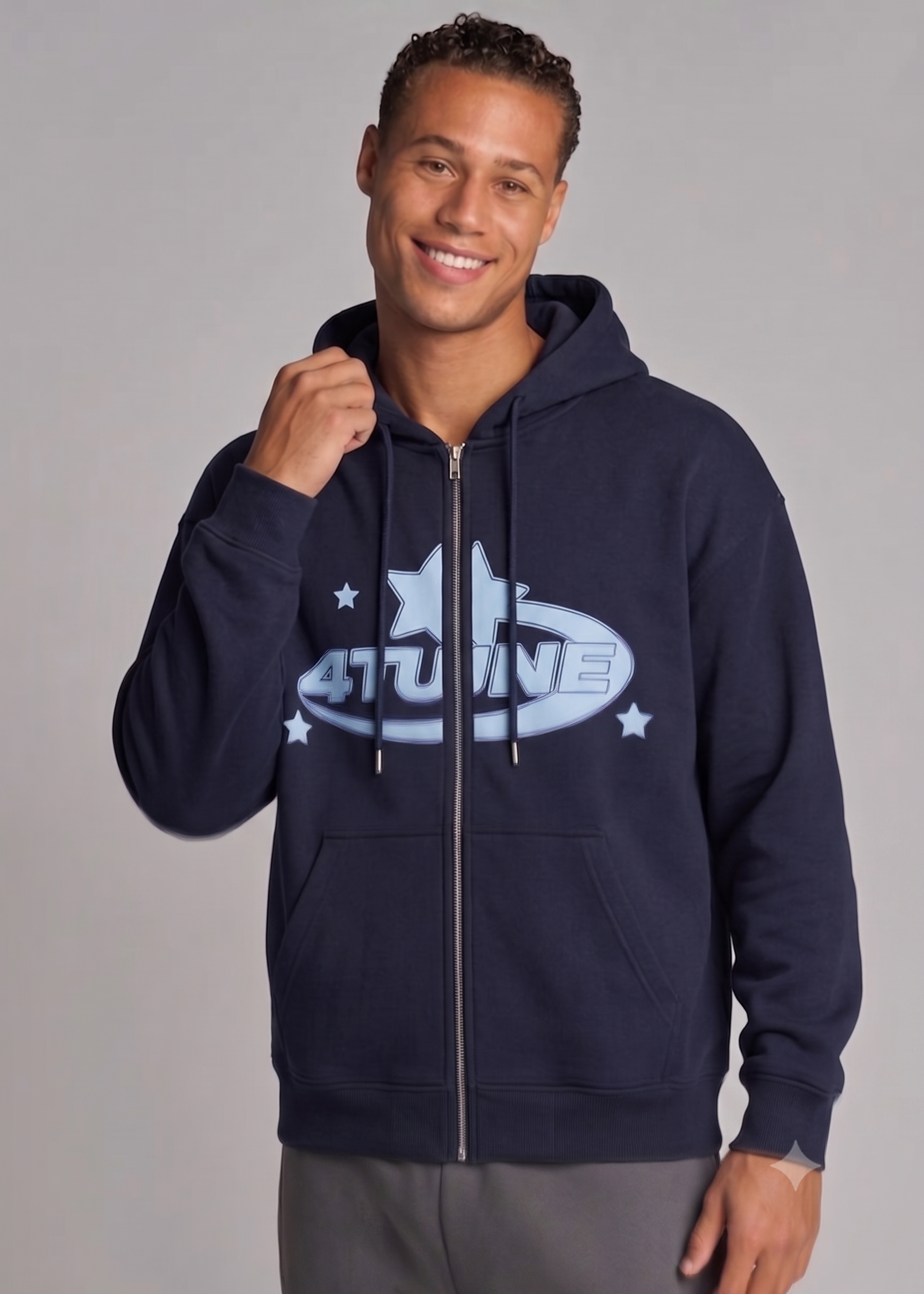 Zip Hoodie Star Letter - Noir