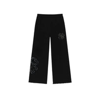 Pantalon de Jogging Large Noir Effet Effiloché