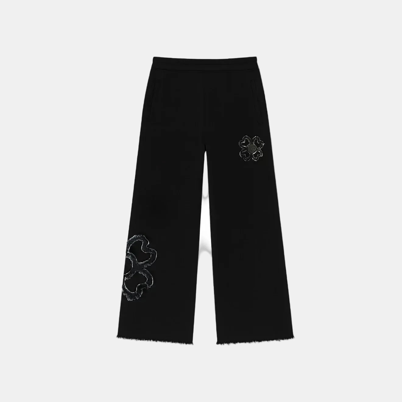 Loose Joggers with Distressed Hem